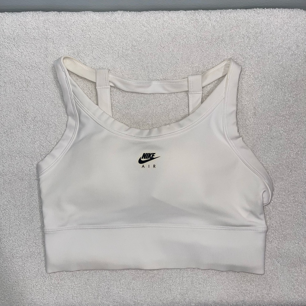 Nike White Sports Bra Racerback Moisture-Wicking